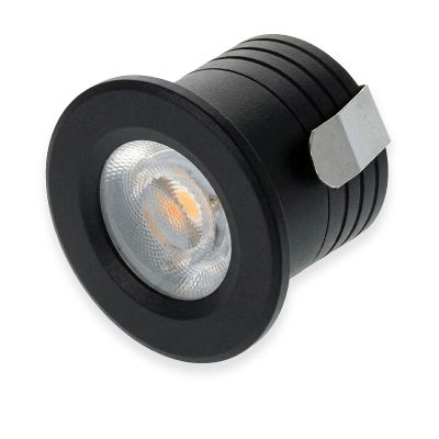 Mini projetor embutido preto em alumínio, Philomena, 2W, LED 2700K, IP44