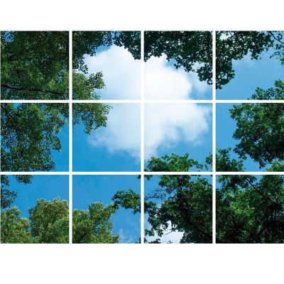 Impressão fotográfica de nuvem com floresta - conjunto de 12 placas de acrílico com impressão, para painéis de LED de 60x60 cm.