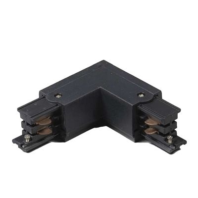 Conector externo em formato de L para iluminação de trilho trifásica, preto, Pro