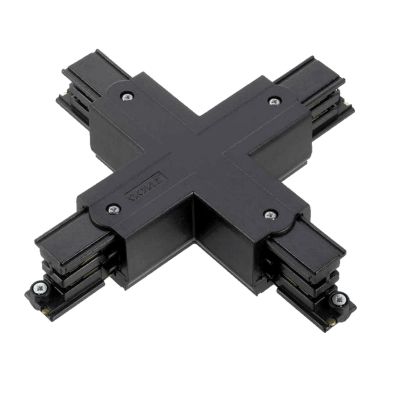 Conector em formato de X para iluminação de trilho trifásica, preto, Pro
