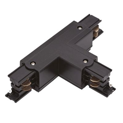 Conector em T para iluminação de trilho trifásica, esquerdo 1, preto, Pro