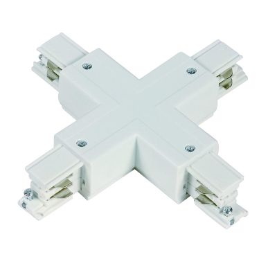 Conector em formato de X para iluminação de trilho trifásica, branco, Pro