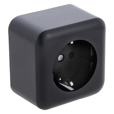 Tomada de sobrepor Q-Link, 1 módulo, com proteção infantil e contato aterrado, preta