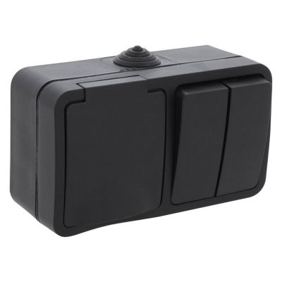 Tomada e interruptor combinados Q-Link, série à prova de respingos. Aterramento de proteção.