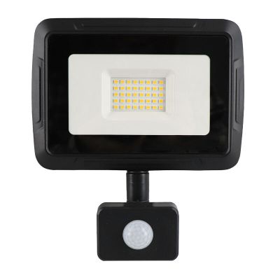 Holofote com sensor de movimento preto de alumínio, Miro, 30W, LED 3000K, IP65
