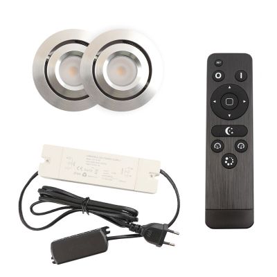 Foco de encastrar de veranda de alumínio cromo, Rona, 3W, LED 2700K, IP44, com comando à distância