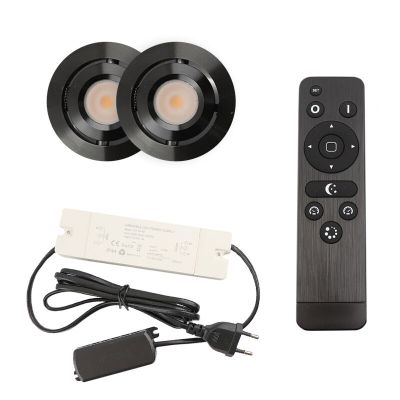 Foco de encastrar de veranda de alumínio preto, Rona, 3W, LED 2700K, IP44, com comando à distância