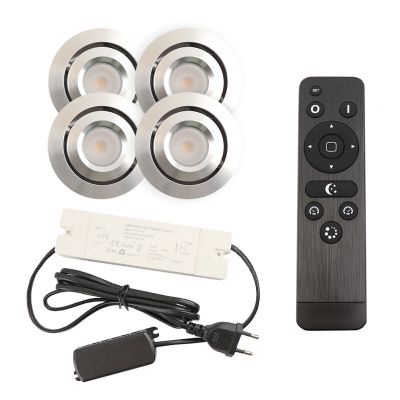 Foco de encastrar de veranda de alumínio cromo, Rona, 3W, LED 2700K, IP44, com comando à distância