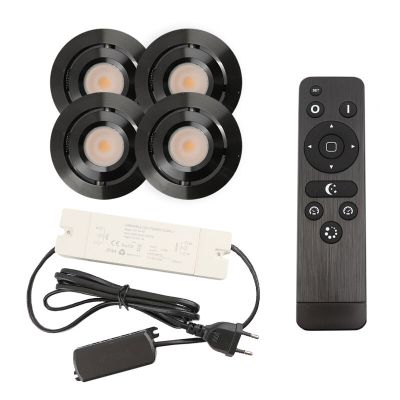 Foco de encastrar de veranda de alumínio preto, Rona, 3W, LED 2700K, IP44, com comando à distância