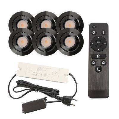 Foco de encastrar de veranda de alumínio preto, Rona, 3W, LED 2700K, IP44, com comando à distância