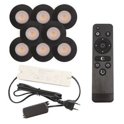 Foco de encastrar de veranda de alumínio preto, Dico, 3W, LED 2700K, IP65, com comando à distância