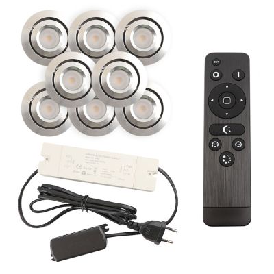 Foco de encastrar de veranda de alumínio cromo, Rona, 3W, LED 2700K, IP44, com comando à distância