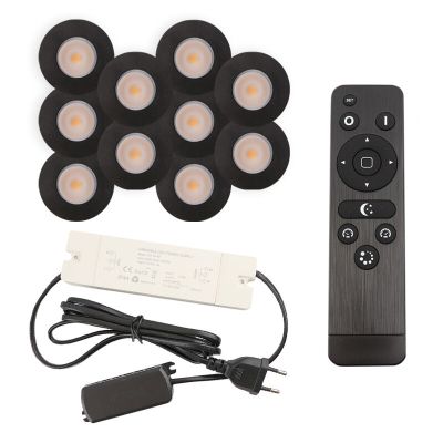Foco de encastrar de veranda de alumínio preto, Dico, 3W, LED 2700K, IP65, com comando à distância