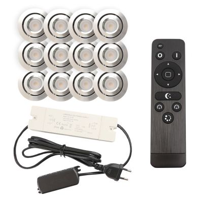 Foco de encastrar de veranda de alumínio cromo, Rona, 3W, LED 2700K, IP44, com comando à distância