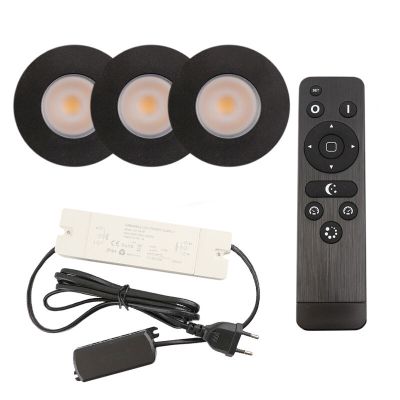 Foco de encastrar de veranda de alumínio preto, Dico, 3W, LED 2700K, IP65, com comando à distância