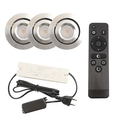 Foco de encastrar de veranda de alumínio cromo, Rona, 3W, LED 2700K, IP44, com comando à distância