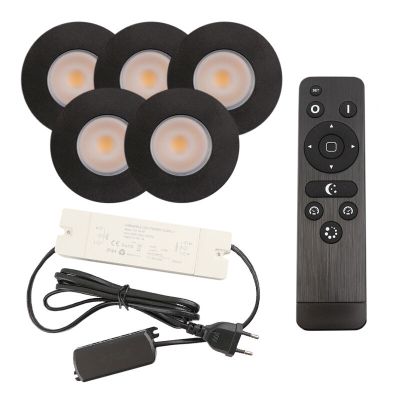 Foco de encastrar de veranda de alumínio preto, Dico, 3W, LED 2700K, IP65, com comando à distância