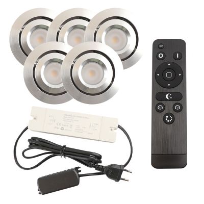 Foco de encastrar de veranda de alumínio cromo, Rona, 3W, LED 2700K, IP44, com comando à distância