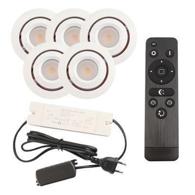 Foco de encastrar de veranda de alumínio branco, Rona, 3W, LED 2700K, IP44, com comando à distância