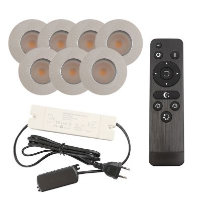 Foco de encastrar de veranda de alumínio cromo, Dico, 3W, LED 2700K, IP65, com comando à distância