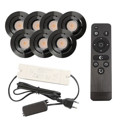 Foco de encastrar de veranda de alumínio preto, Rona, 3W, LED 2700K, IP44, com comando à distância