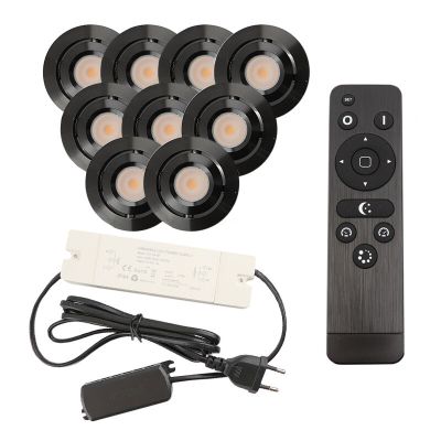Foco de encastrar de veranda de alumínio preto, Rona, 3W, LED 2700K, IP44, com comando à distância
