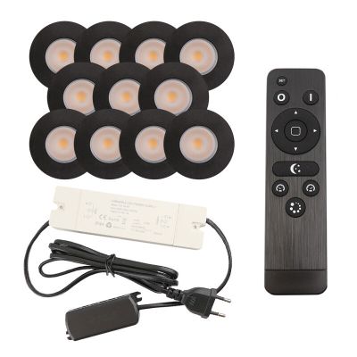 Foco de encastrar de veranda de alumínio preto, Dico, 3W, LED 2700K, IP65, com comando à distância