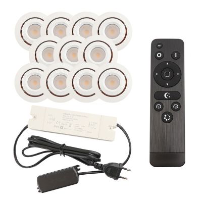 Foco de encastrar de veranda de alumínio branco, Rona, 3W, LED 2700K, IP44, com comando à distância