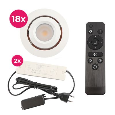 Foco de encastrar de veranda de alumínio branco, Rona, 3W, LED 2700K, IP44, com comando à distância