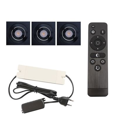 Foco de encastrar de veranda de alumínio preto, Rona, 9W, LED 2700K, IP44, com comando à distância