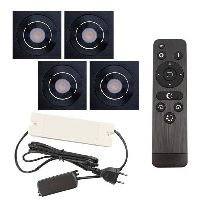 Foco de encastrar de veranda de alumínio preto, Rona, 12W, LED 2700K, IP44, com comando à distância
