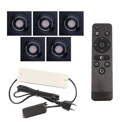 Foco de encastrar de veranda de alumínio preto, Rona, 15W, LED 2700K, IP44, com comando à distância