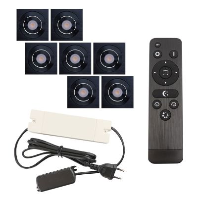 Foco de encastrar de veranda de alumínio preto, Rona, 21W, LED 2700K, IP44, com comando à distância