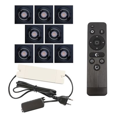 Foco de encastrar de veranda de alumínio preto, Rona, 24W, LED 2700K, IP44, com comando à distância