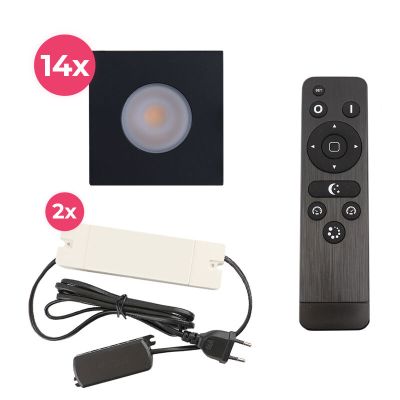Foco de encastrar de veranda de alumínio preto, Dico, 42W, LED 2700K, IP65, com comando à distância