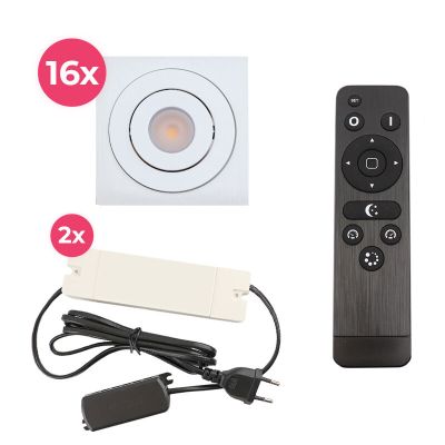 Foco de encastrar de veranda de alumínio branco, Rona, 48W, LED 2700K, IP44, com comando à distância