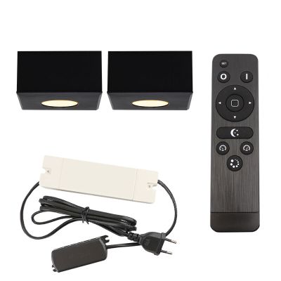 Aplique de teto de veranda de alumínio preto, Fredo, 6W, LED 2700K, IP44, com comando à distância