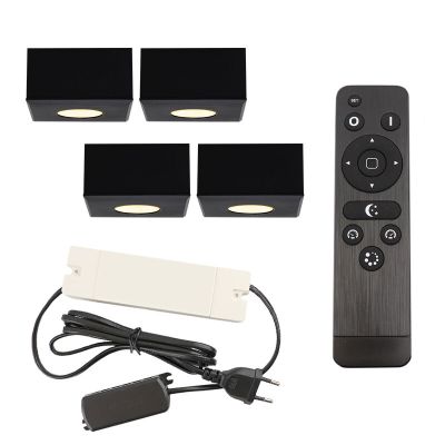 Aplique de teto de veranda de alumínio preto, Fredo, 12W, LED 2700K, IP44, com comando à distância