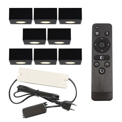 Aplique de teto de veranda de alumínio preto, Fredo, 24W, LED 2700K, IP44, com comando à distância
