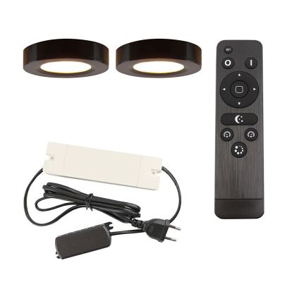 Régua LED cozinha de alumínio preta, Sana, 3W, LED 2700K, com comando à distância