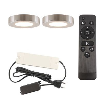 Régua LED cozinha de alumínio prateada, Sana, 3,3W, LED 2700K, com comando à distância