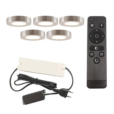 Régua LED cozinha de alumínio prateada, Sana, 3,3W, LED 2700K, com comando à distância
