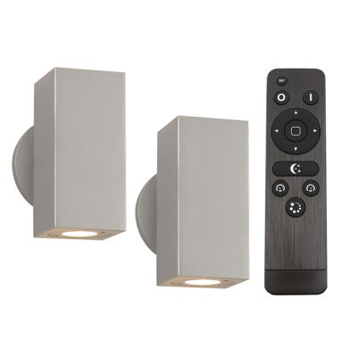 Candeeiro up down de alumínio prateado, Rudy, 6W, LED 2700K, IP44, com comando à distância