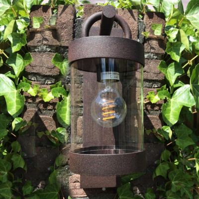 Candeeiro de parede exterior com sensor crepuscular rústico cor de ferrugem, Sambesi, IP44