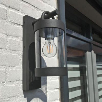 Candeeiro de parede exterior com sensor crepuscular rústico antracite, Sambesi, IP44