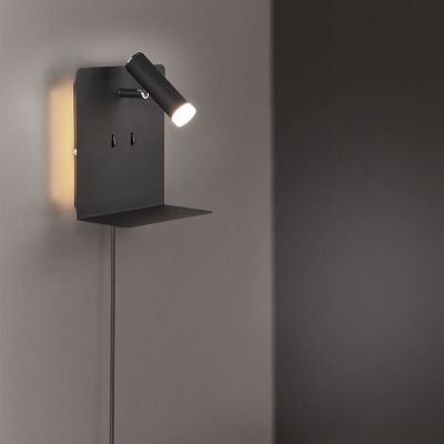 Aplique de parede design preto, Ricciolo, 3W, LED 3000K, com interruptor