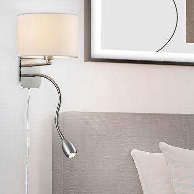 Aplique de parede de metal níquel, Ledbury, com interruptor