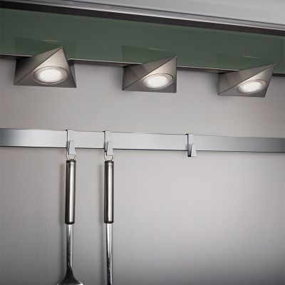 Régua LED cozinha de metal níquel, Zerdali, 3W, LED 3000K, com interruptor