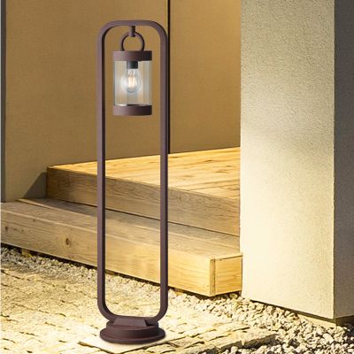 Candeeiro de pé exterior com sensor crepuscular moderno cor de ferrugem, Sambesi, IP44