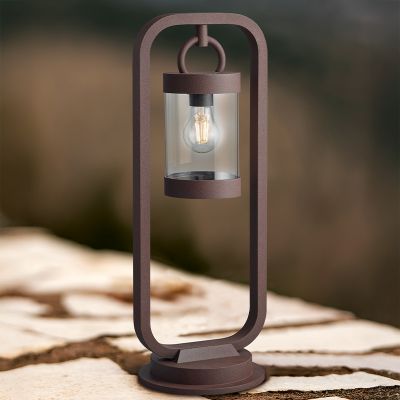 Candeeiro de pé exterior com sensor crepuscular moderno cor de ferrugem, Sambesi, IP44